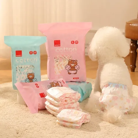 Disposable Pet Dog Diapers For Male Female Puppy Breathable Absorbent Puppy Training Pads With Wetness Indicator Cute Cartoon Bear Print Pet Sanitary Underwear