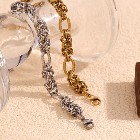 Gliederkettenarmband Edelstahl 14K Vergoldet Geknotet Hip Hop Geometrisch Schmuck Für Frauen Mädchen