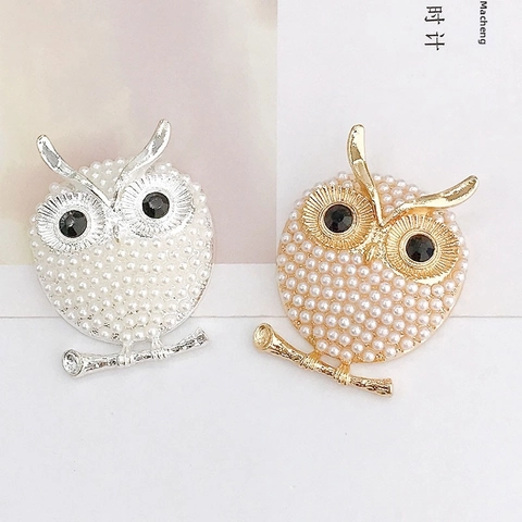 Ciondoli Gufo Lega Perla Artificiale Rhinestone DIY Creazione Gioielli Accessori Decorazione Cover Telefono Pendente Animale Stile Vintage