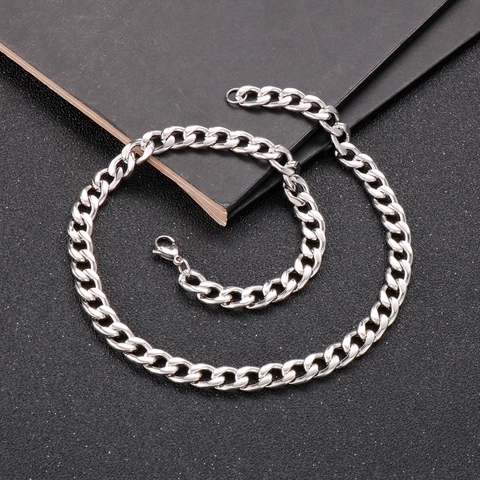 Collar De Cadena De Eslabones Cubanos De Acero Inoxidable Pulido Joyería De Moda Hip Hop Streetwear Para Hombres Unisex