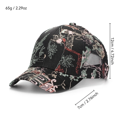 Elegant Chinese Style Jacquard Baseball Cap For Women Breathable Sunshade Flower Landscape Pattern Outdoor Fashion Ethnic Adjustable Hat