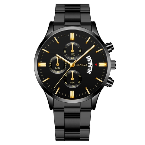 Orologio Al Quarzo Business Cinturino In Acciaio Inossidabile Stile Cronografo Display Data Quadrante Tondo Moda Lusso Per Uomo