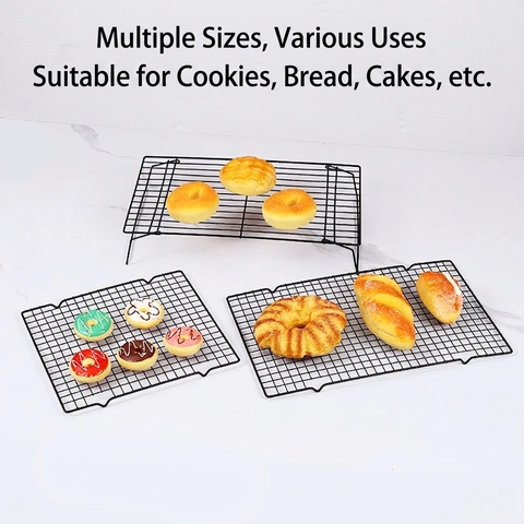 Baking Cooling Rack Rectangular Non-Stick Carbon Steel Grid For Bread Cake Cookies Oven Safe