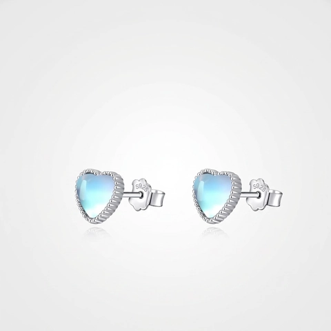 Mondstein Herz Ohrstecker Mit 925 Sterling Silber Ohrstecker Elegant Süß Minimalistisch Schmuck Für Damen