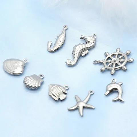 Edelstahl Charms Tier Meer Leben Anhänger Für DIY Schmuckherstellung Halsketten Armbänder Zubehör Süßes Hohles Design