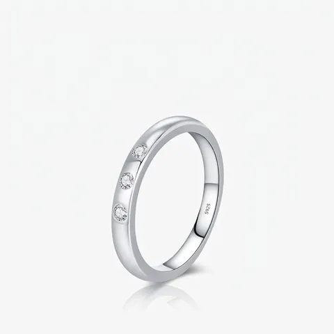 925 Sterling Silber Einfacher Ring Mit Drei Funkelnden Zirkonia Eleganter Pendlerstil Fingerschmuck Für Damen
