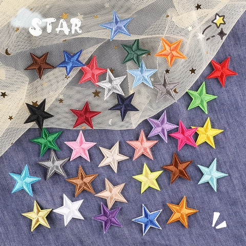 Stern Stickerei Patches Polyester Bunt Aufbügeln Applikationen DIY Dekorative Reparatur Für Kleidung Hüte Taschen