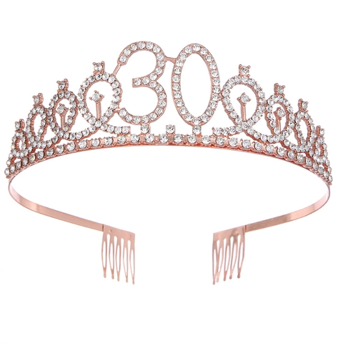 30. Geburtstag Tiara Für Damen Strass Legierung Nummer 30 Geburtstagskrone Für Party Bankett Kuchen Deko Haarschmuck