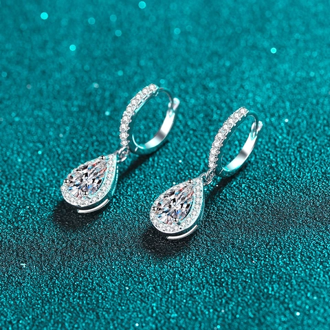 Orecchini Pendenti in Moissanite a Goccia Con Perno in Argento Sterling 925 Eleganti Orecchini a Goccia d'Acqua in Zirconia Donna Gioielli