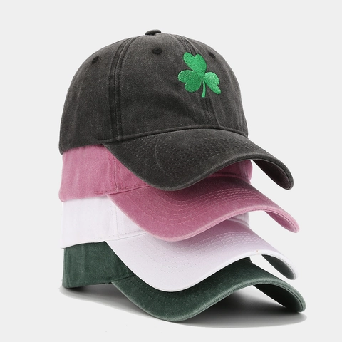 Waschbaumwolle Baseballkappe Und Fischerhut Kleeblatt Stickerei Vintage St Patrick Day Sonnenhut Für Damen Herren