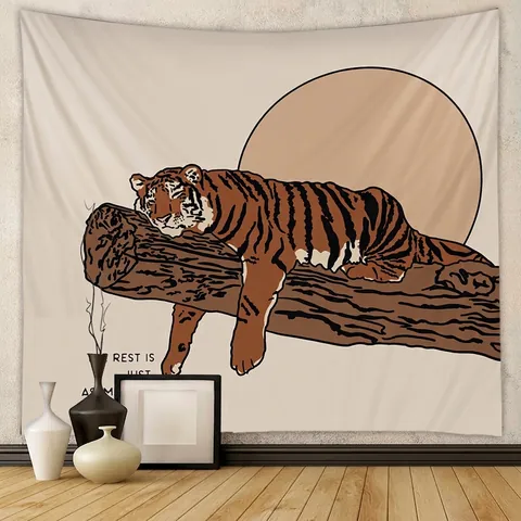 Bohemian Tapestry Wall Hanging Polyester Abstract Sun Moon Mountain Background Cloth For Bedroom Living Room Home Decor