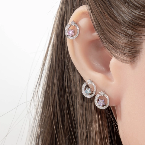 Star Halo Ear Cartilage Stud Piercing Earring Stainless Steel Copper Cubic Zirconia Vintage Style Jewelry For Women
