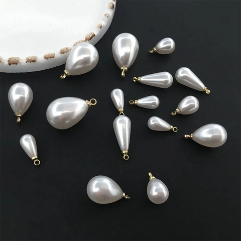 Ciondoli Künstliche Perle A Goccia D'acqua Ciondoli In Imitazione Perla Artificial ABS Occhiello In Lega Per Creazione Gioielli Fai Da Te Orecchini Collana Accessori