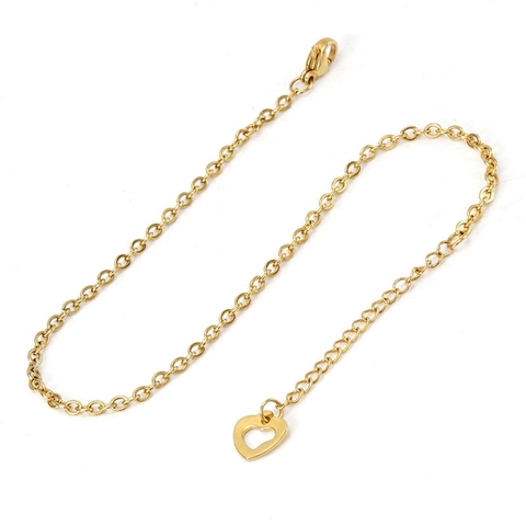 Minimalistisches Herz Fußkettchen Aus Edelstahl Vergoldet Verstellbare O-Kette Fußschmuck Für Damen Mode Accessoire