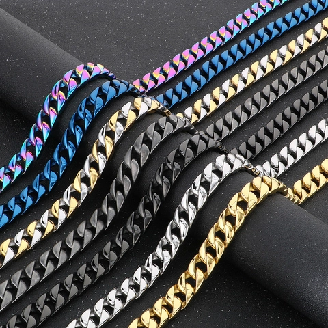 Collana A Catena Cuban Link Da Uomo Acciaio Inossidabile Hip Hop Punk Gioielli Streetwear Da Uomo