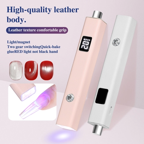 Draagbare UV-Nagellamp Magnetische Cat Eye Tool Ledertextur Oplaadbaar Sneldrogend Digitale Timer Draagbaar