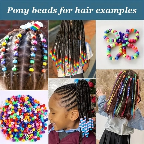 Acryl Pony Perlen Mit Großen Löchern Für DIY Handwerk Und Haarflechten Bunter Kunststoff Bastelperlen