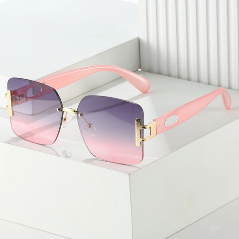 Gafas De Sol Cuadradas Sin Montura Montura De Metal Lentes Degradadas Protección UV400 Moda Oversized Para Mujeres Hombres