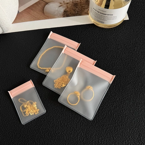 Thickened Matte EVA Jewelry Bag Anti Oxidation Soft Self Sealing Zipper Pouch For Earrings Bracelet Ring Organizer Pouch