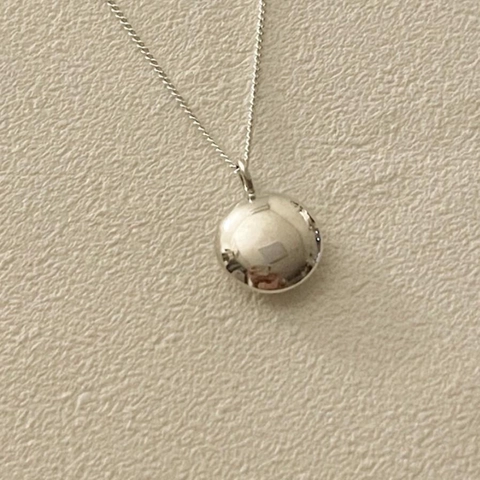 925 Sterling Silber Bohne Anhänger Halskette Minimalistisch Polierte Runde Kugel Schmuck Für Damen