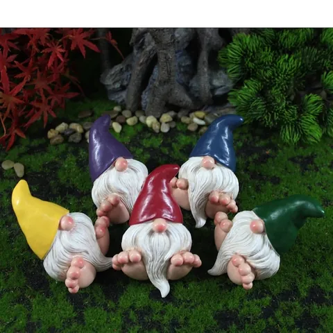 Garden Gnome Resin Ornament Miniature Figurine For Outdoor Patio Micro Landscape Decoration Colorful Hat White Beard Dwarf