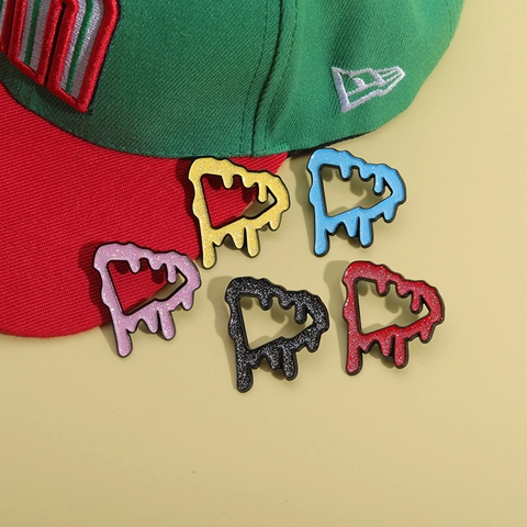 Trendy Melting Drip Play Button Zinc Alloy Enamel Pin Glitter Triangle Brooch For Backpack Clothing Unisex Fashion Jewelry
