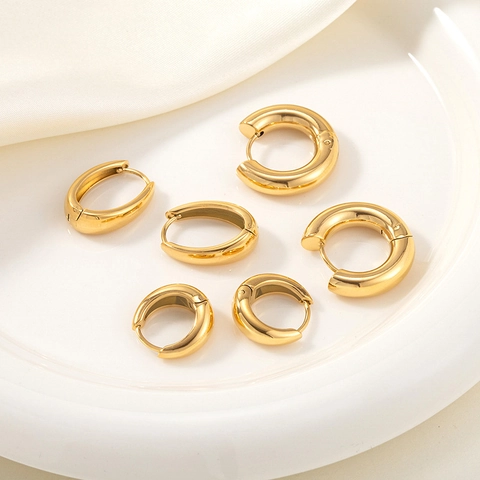 Chunky Hoop Ohrringe 18K Vergoldet Edelstahl Minimalistisch Geometrisch Huggie Ohrringe Für Damen Modeschmuck