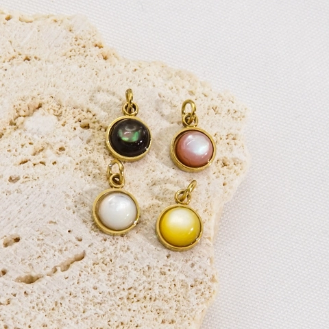 Mini Round Shell Pendants Charms Stainless Steel Vacuum Gold Plated DIY Jewelry Making Necklace Bracelet Earring Findings