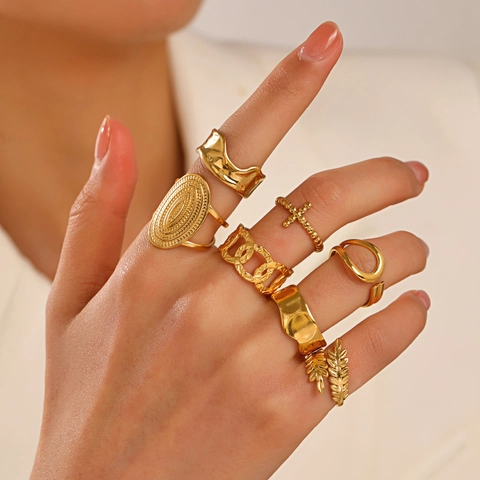 304 Stainless Steel 18K Gold Plated Modern Style Plating Geometric Open Ring