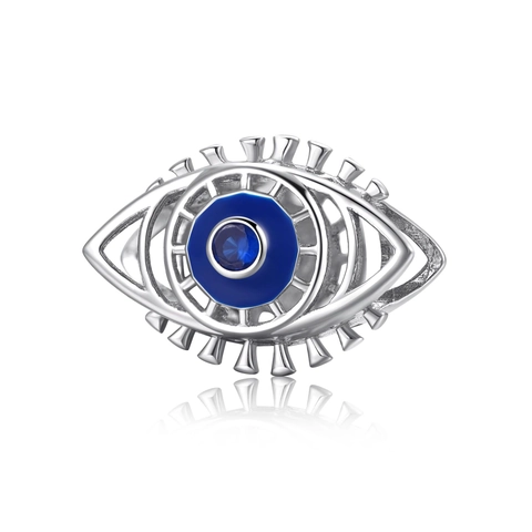 925 Sterling Silver Blue Evil Eye Charm Beads Rhinestone Enamel DIY Spacer Bead For Bracelet Jewelry Making Accessories