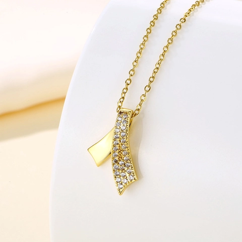 Elegante Collana Con Ciondolo A Fiocco In Acciaio Inossidabile Minimalista Strass Geometrico Bowknot Gioielli Da Clavicola Per Donne