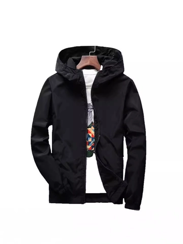Men's Hooded Jacket Lightweight Windproof Waterproof Casual Sporty Outerwear Plus Size Thin Windbreaker Zipper Coat