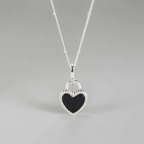 Collier Pendentif Cœur en Argent Sterling S925 Nacre Agate Double Face Bijoux De Luxe Minimaliste Pour Femme Cadeau