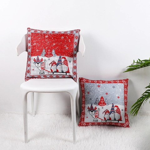 Weihnachts Kissenbezug Festlicher Gnom Rentier Schneeflocke Druck Filzstoff Kissenhülle Feiertag Haus Deko Wohnzimmer