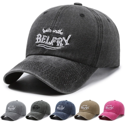 Gorra De Béisbol De Algodón Lavado Vintage Retro Hebilla Metálica Ajustable Gorra De Sol Con Bordado De Letras