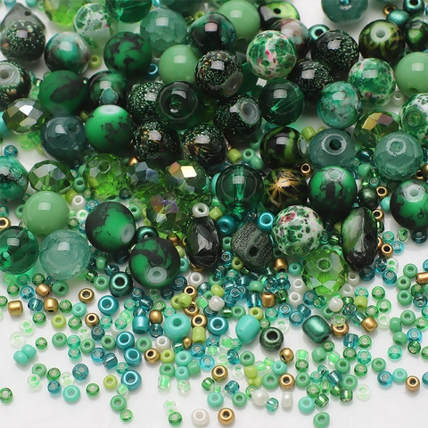 Mixed Glass Acrylic Resin Beads DIY Kit Seed Round Heart Star Shapes For Jewelry Making Bracelet Crafting Colorful