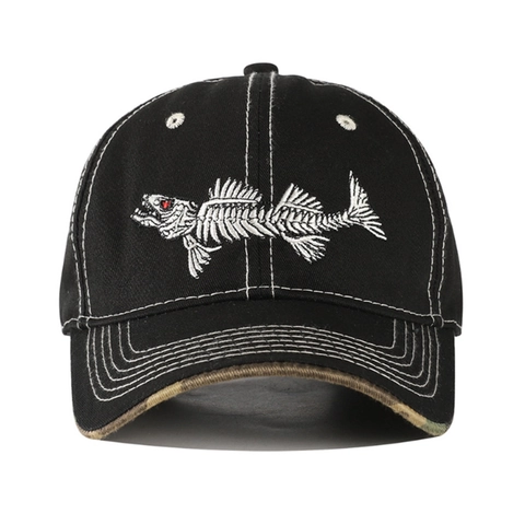 Baseballkappe Herren Fischgräten Stickerei Baumwolle Polyester Outdoor Angeln Sonnenhut Tarnung Krempe Verstellbar