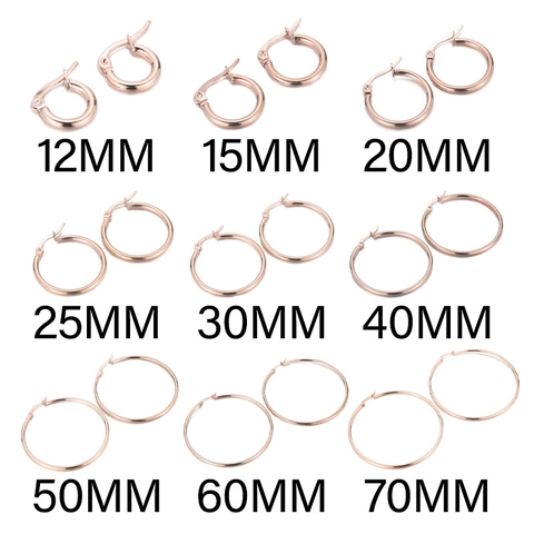 Minimalist Hoop Earrings Stainless Steel Polished Rose Gold Round Geometric Fashion Jewelry Accessories Women
