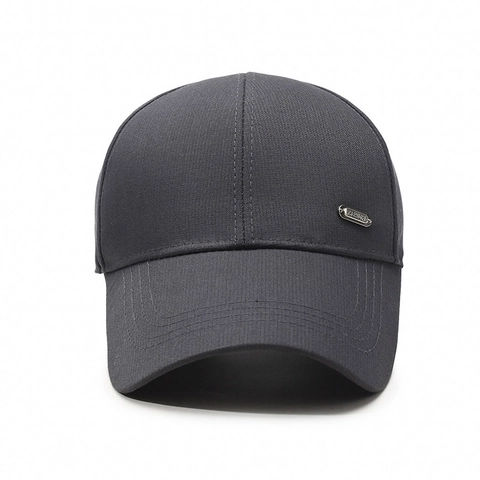 Men Baseball Cap Casual Cotton Twill Sun Protection Hat With Metal Plate Decoration Outdoor Adjustable Strap Sporty
