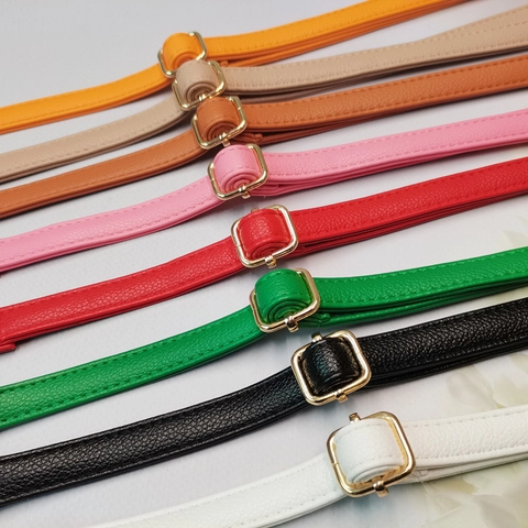 Adjustable Bag Shoulder Strap PU Leather Lychee Pattern Replacement Handbag Crossbody Belt With Golden Metal Buckle