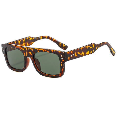 Square Sunglasses Retro Flat Top UV400 Protection PC Frame AC Lens Fashion Rivet Decor Street Style Unisex