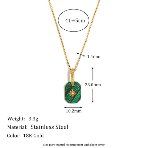 Octagram Star Pendant Necklace Stainless Steel 18K Gold Plated Rectangle Colorful Acrylic Charm Jewelry For Women