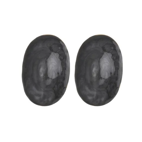 Oval Stud Earrings Stainless Steel With Enamel Marble Pattern Gold Plated Edge Elegant Retro Jewelry For Women