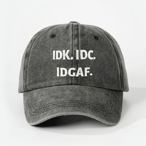 Gewassen Stof Honkbalpet Met Geborduurde IDK IDC IDGAF Letters Vintage Distressed Verstellbare Dad Hat Voor Heren Dames