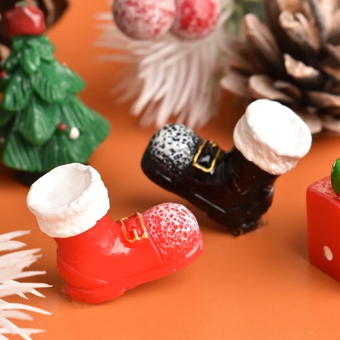 Miniature Santa Claus Boots Resin Charms For DIY Phone Case Decoration Christmas Snow Boot Ornament Craft Supplies