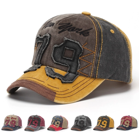 Cappello Da Baseball In Cotone Lavato Stile Vintage Distressed Ricamo Lettere New York Design Numero Cappello Da Sole Regolabile