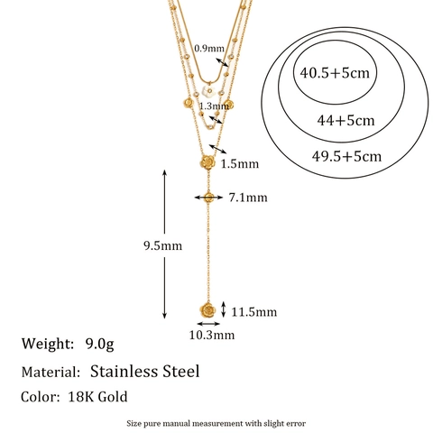 Multi-Layer Halskette 18K Vergoldet Edelstahl Weiße Blume Anhänger Y-Form Quaste Elegant Vintage Schmuck Damen