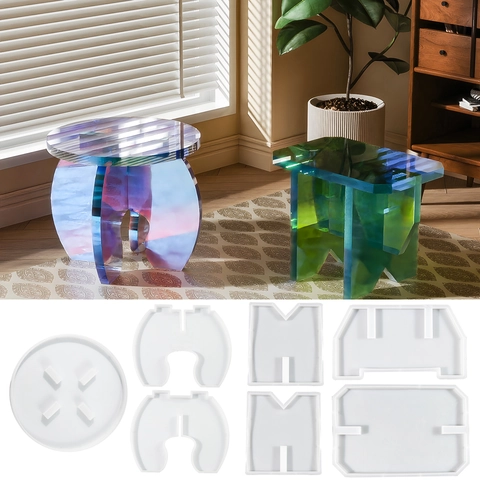 Silikon Hocker Form DIY Epoxidharz Gießen Für Möbel Quadratisch Rund Form Home Decor Modern Minimalistisch Bastelwerkzeug