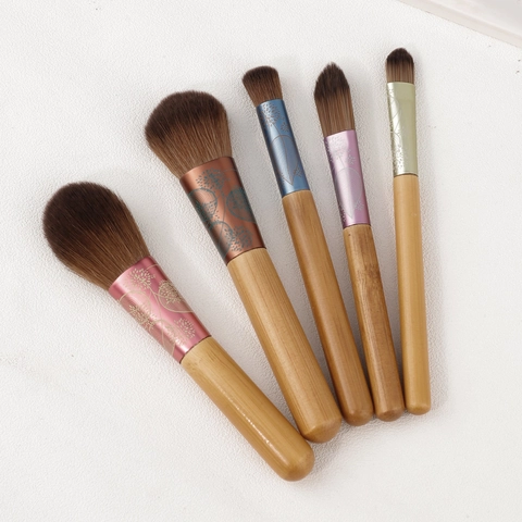 Make-up Pinsel Mini Holz Bambus Kunstfaser Puder Lidschatten Verblenden Tragbare Professionelle Beauty-Tools Kosmetik