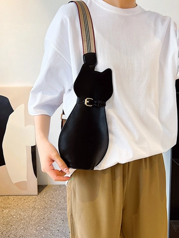 Borsa A Tracolla A Forma Di Gatto In Vernice PU Lucida Effetto Specchio Silhouette Animale Borsa A Mano Casual Per Donna
